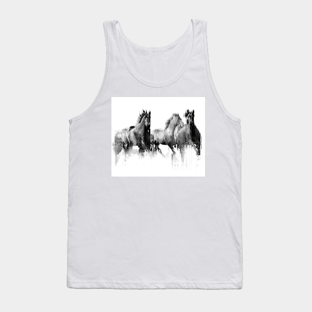 Horses Artistic black and white Wall Tapestries Painting Decorative - for horse lovers Tank Top by raidman84